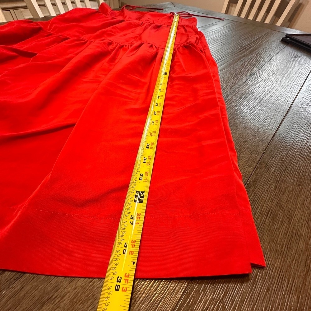 Free Assembly Red Dress Spaghetti Strap Smocked Bodice Tiered Midi M - Picture 13 of 17